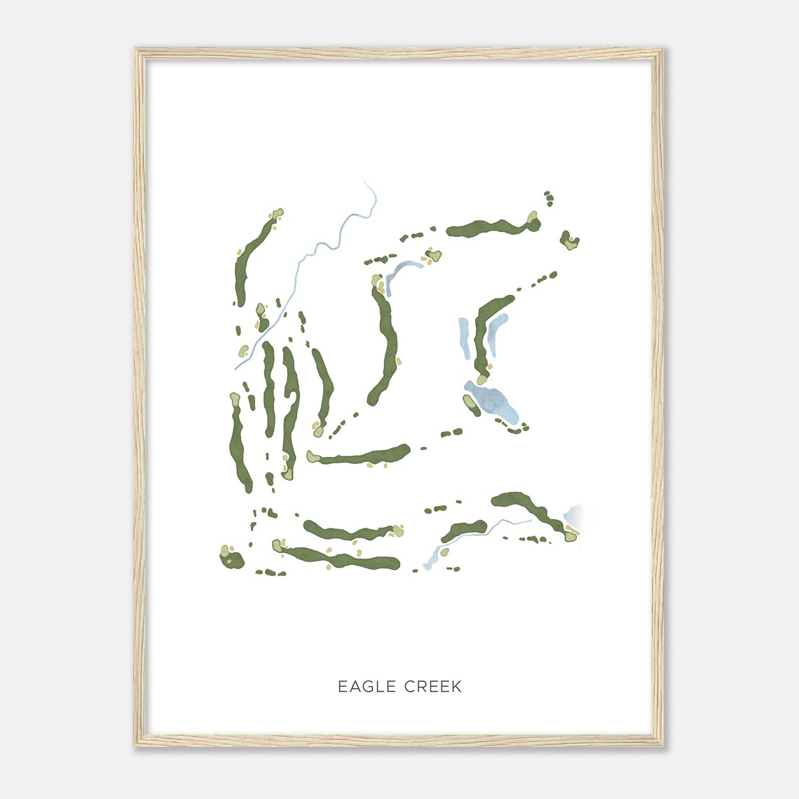 Eagle Creek Ohio Modern Watercolor Map Golfer Gift Golf Wall Art Golf Poster Print Course Layout