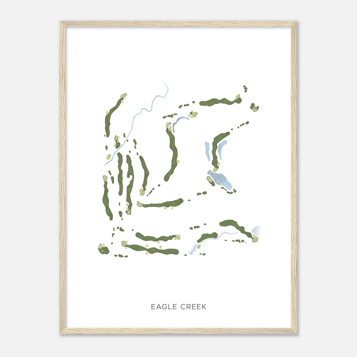 Eagle Creek Watercolor Golf Course Fairway Layout Map Art Poster