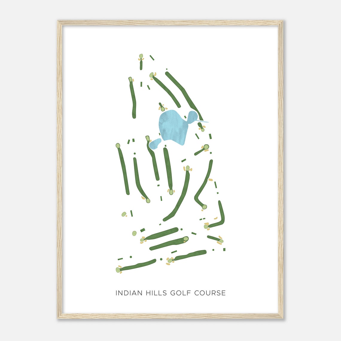 Indian Hills Golf Course Modern Watercolor Golf Course Map Poster - Image 2