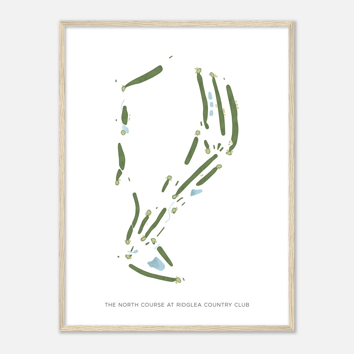 The North Course At Ridglea Country Club Modern Watercolor Golf Map Poster - Image 2