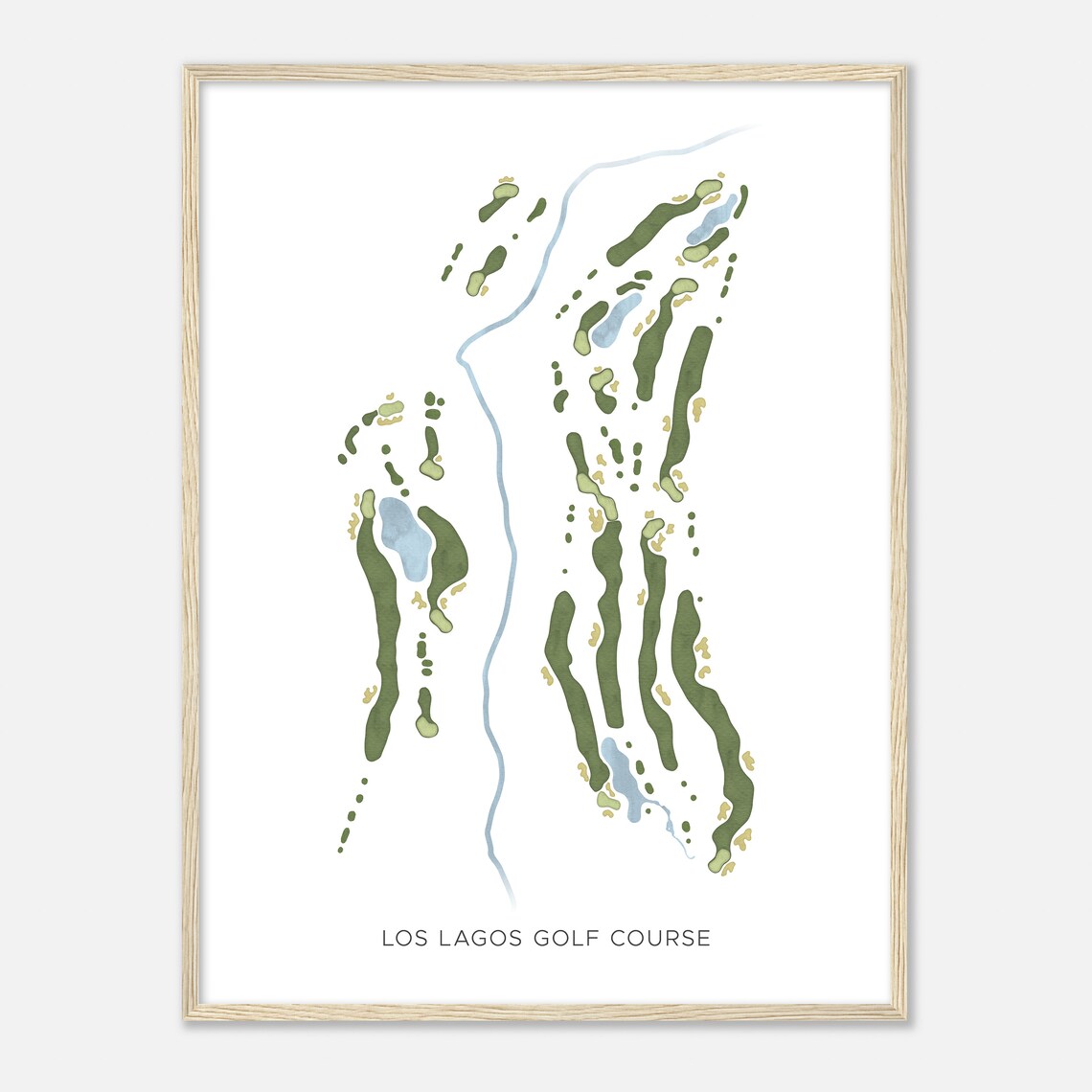 Los Lagos Golf Course California Modern Watercolor Map Golfer Gift Golf Wall Art Golf Poster Print Course Layout - Image 2