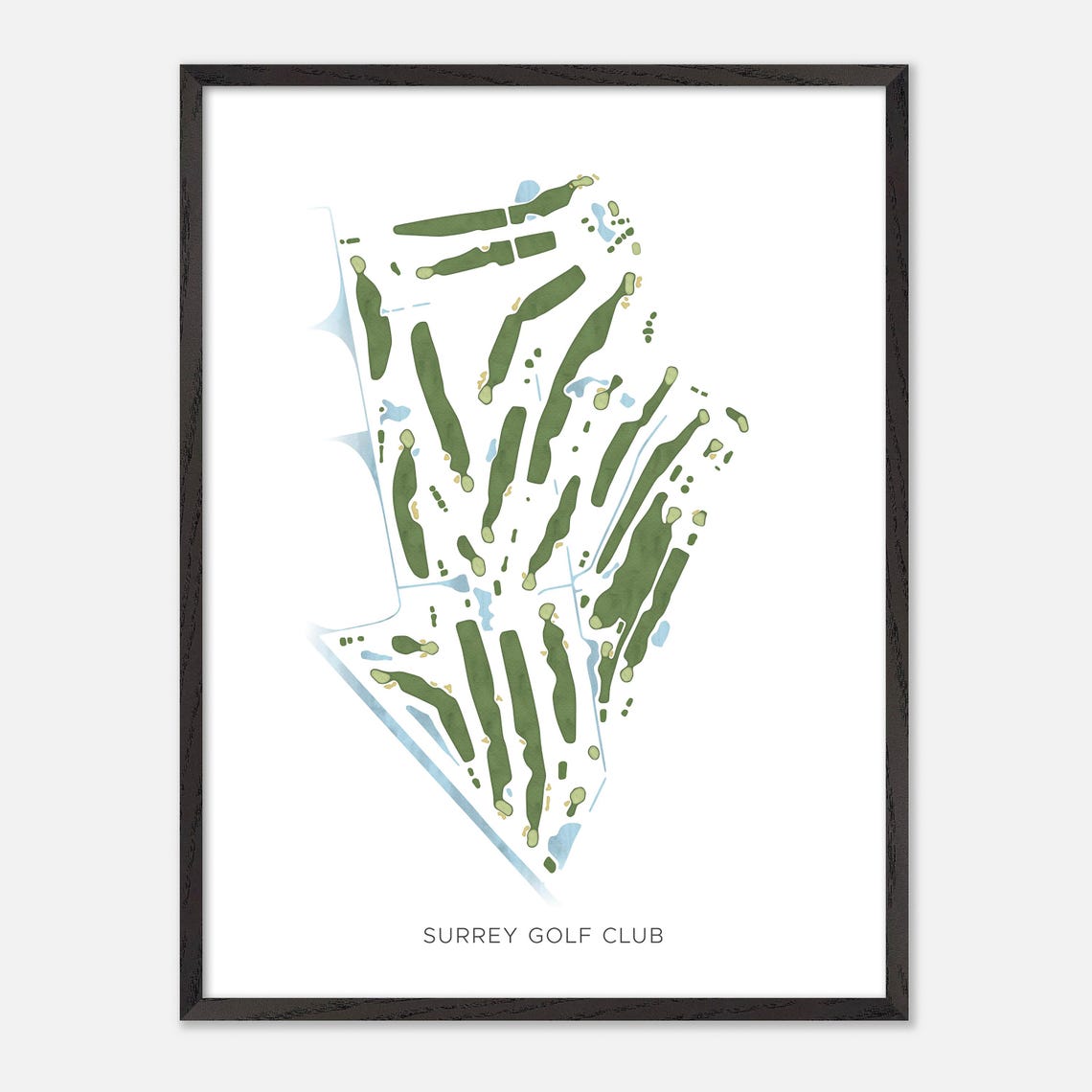 Surrey Golf Club Surrey Canada Modern Watercolor Course Map Poster - Image 2