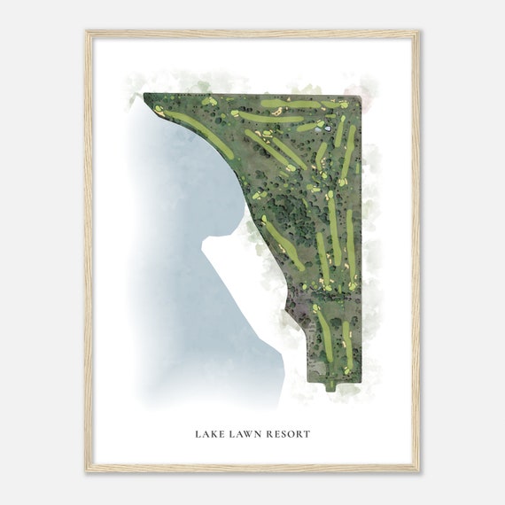 Lake Lawn Resort Wisconsin Classic Watercolor Map Golfer Gift Golf Wall Art Golf Poster Print Course Layout