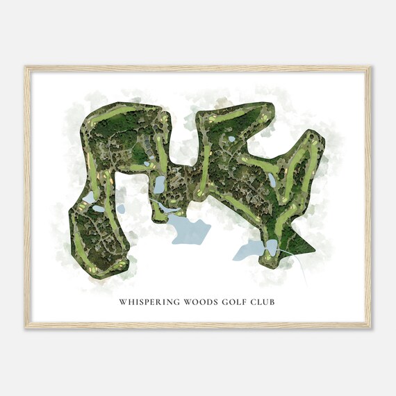 Whispering Woods Golf Club Elegant Watercolor Aerial Course Map Art Poster