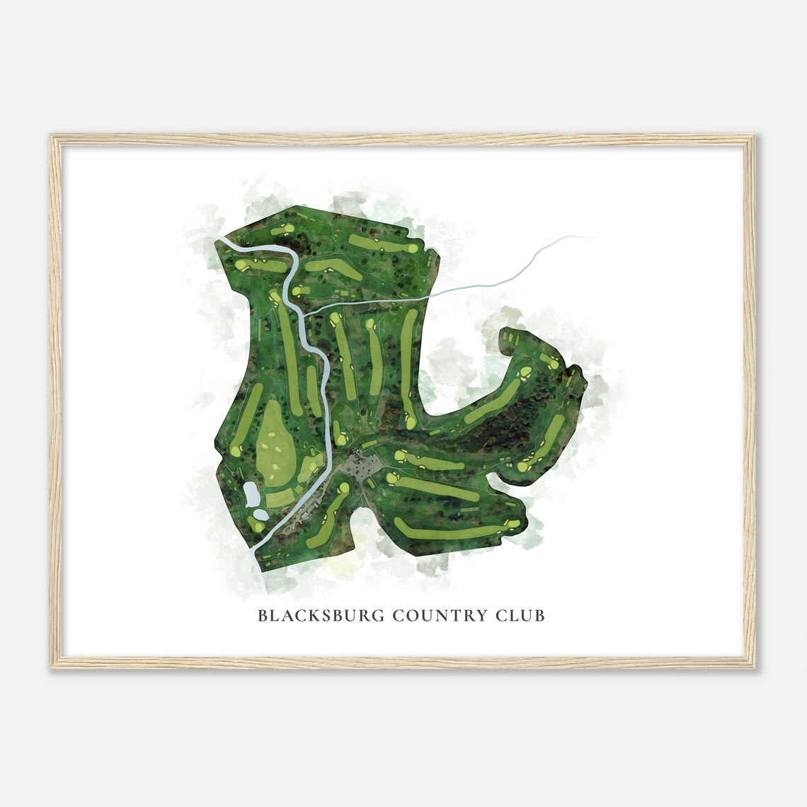 Blacksburg Country Club Classic Aerial Watercolor Fairway Map Poster - Image 2