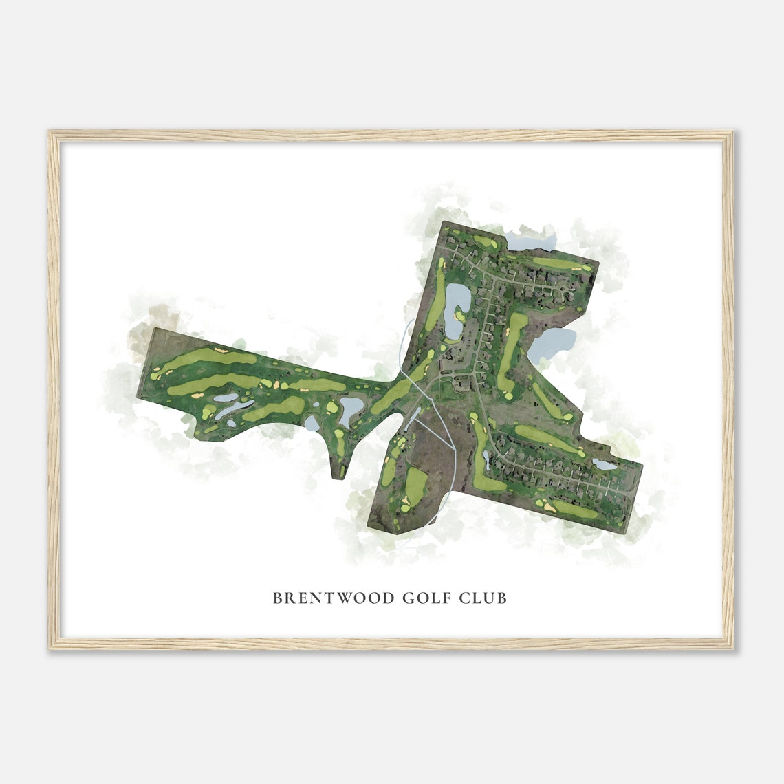 Brentwood Golf Club Watercolor Aerial Map Golfer Gift Poster - Image 2