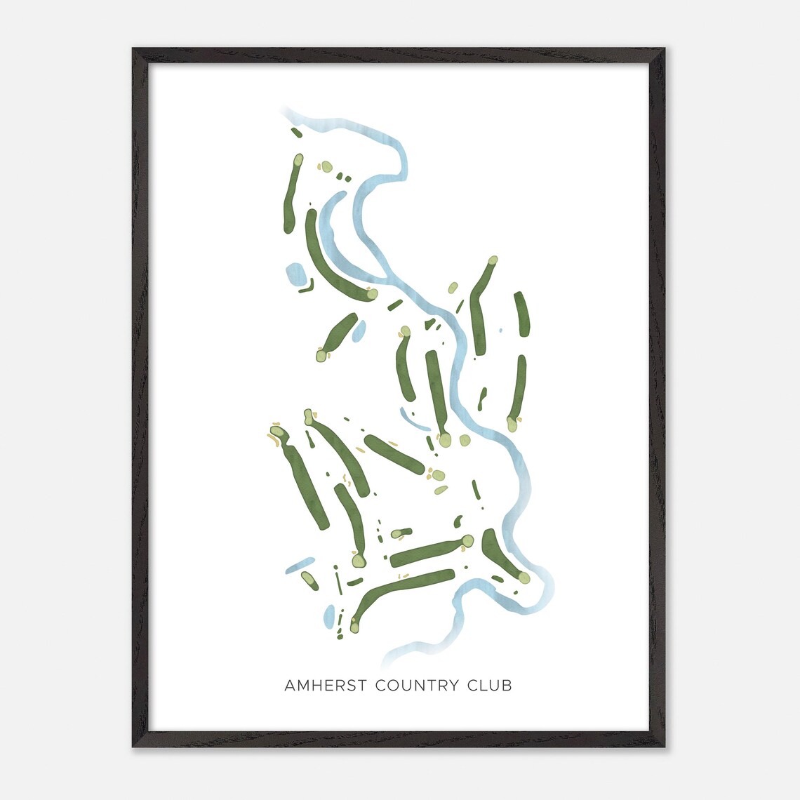 Amherst Country Club New Hampshire Modern Watercolor Map Poster - Image 3