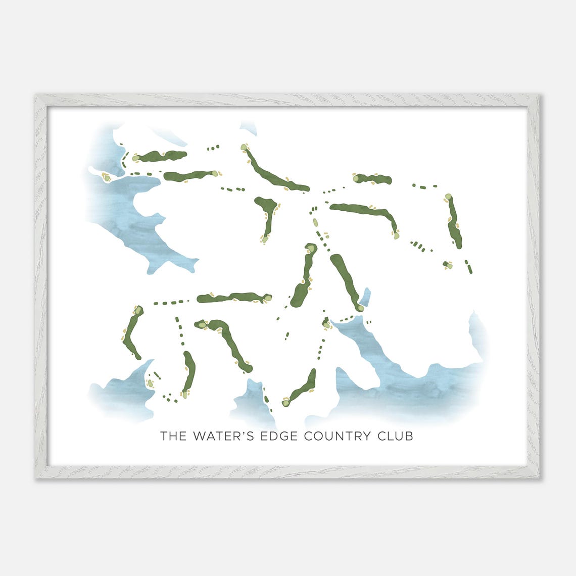 The Waters Edge Country Club Modern Minimalist Watercolor Map Poster - Image 4