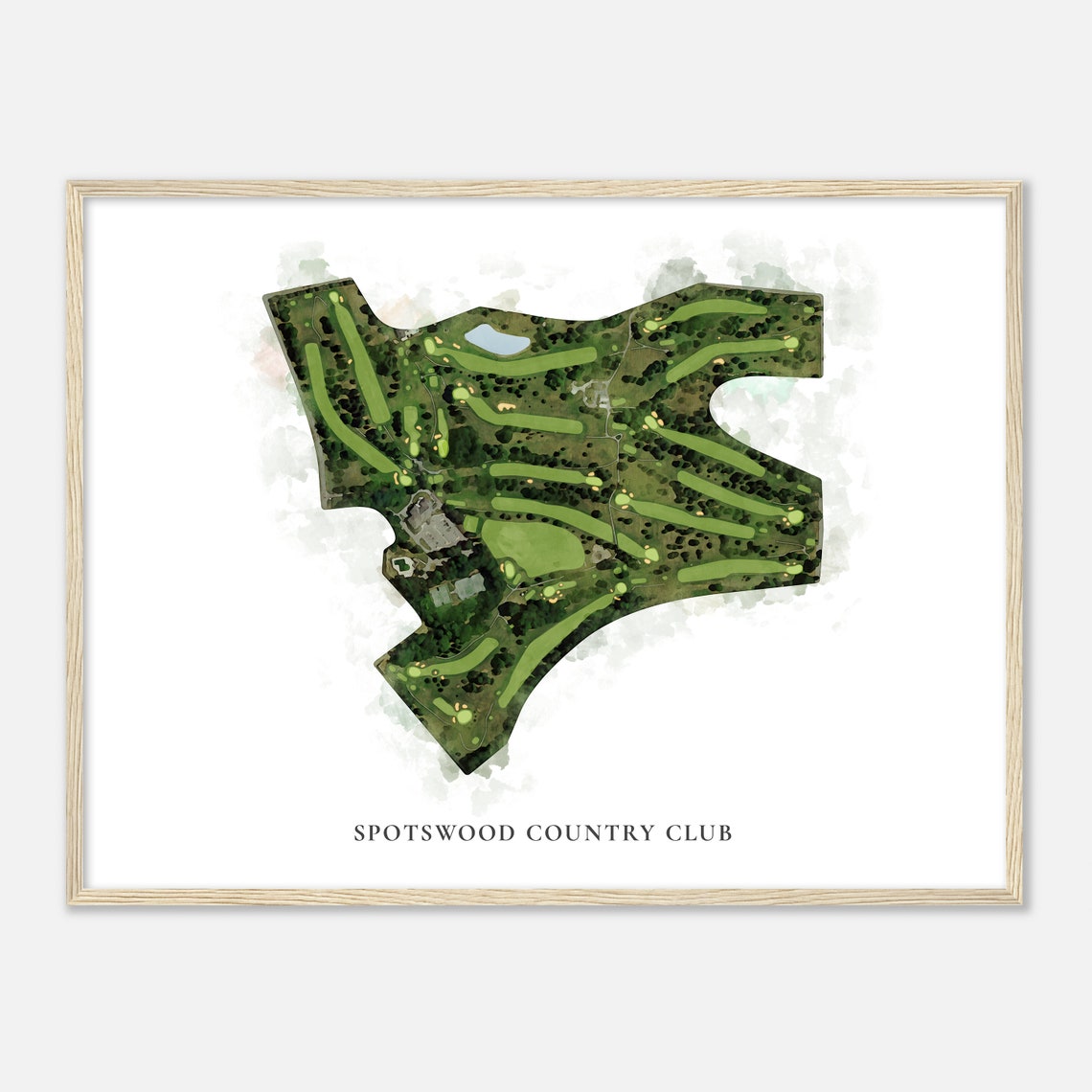 Spotswood Country Club Elegant Watercolor Aerial Course Map Art Poster - Image 2