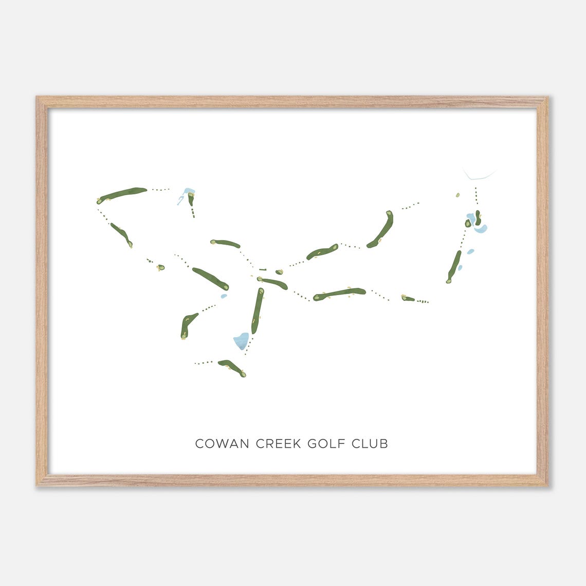 Cowan Creek Golf Club Texas Modern Watercolor Course Map Poster