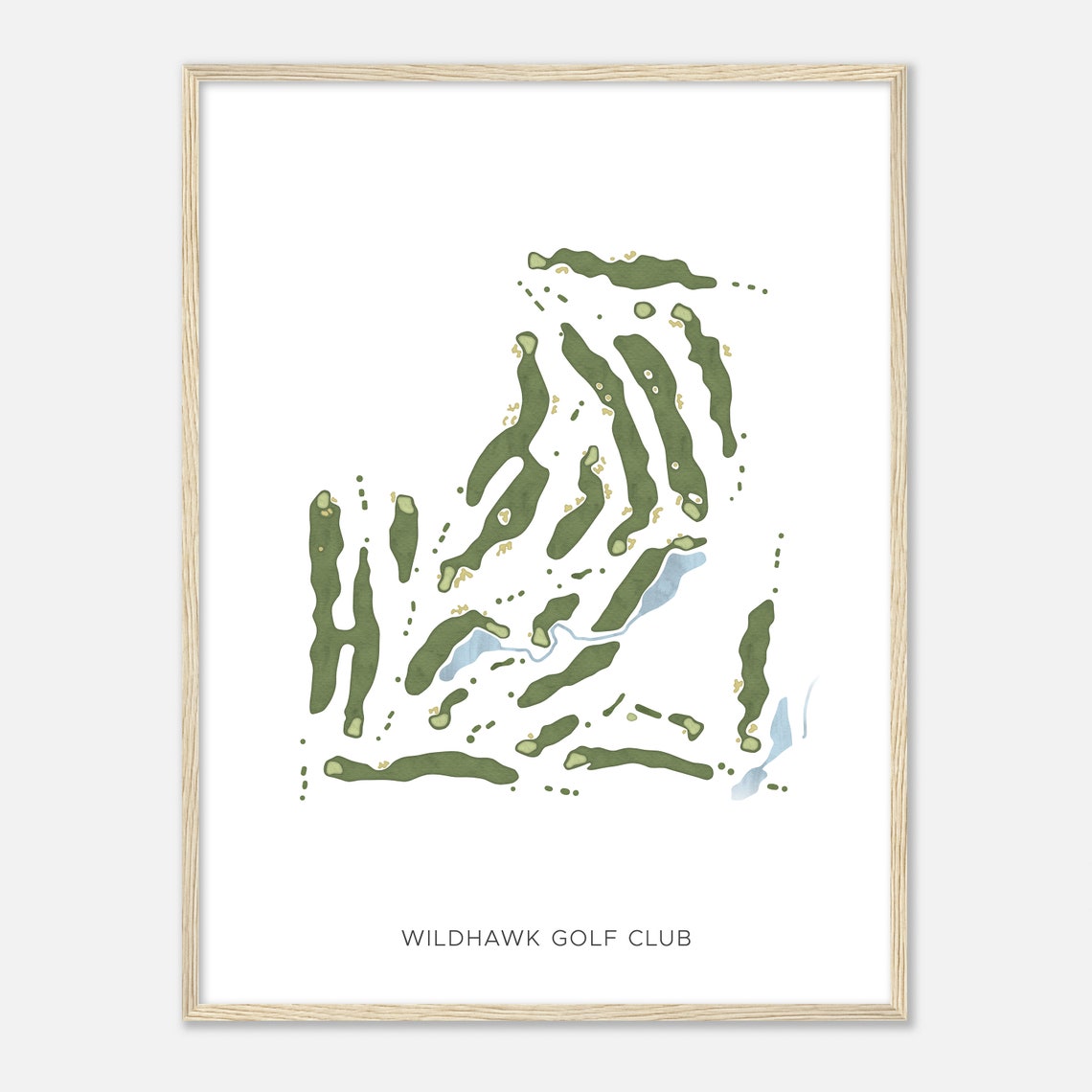 Wildhawk Golf Club Watercolor Course Fairway Hole Map Art Poster - Image 2