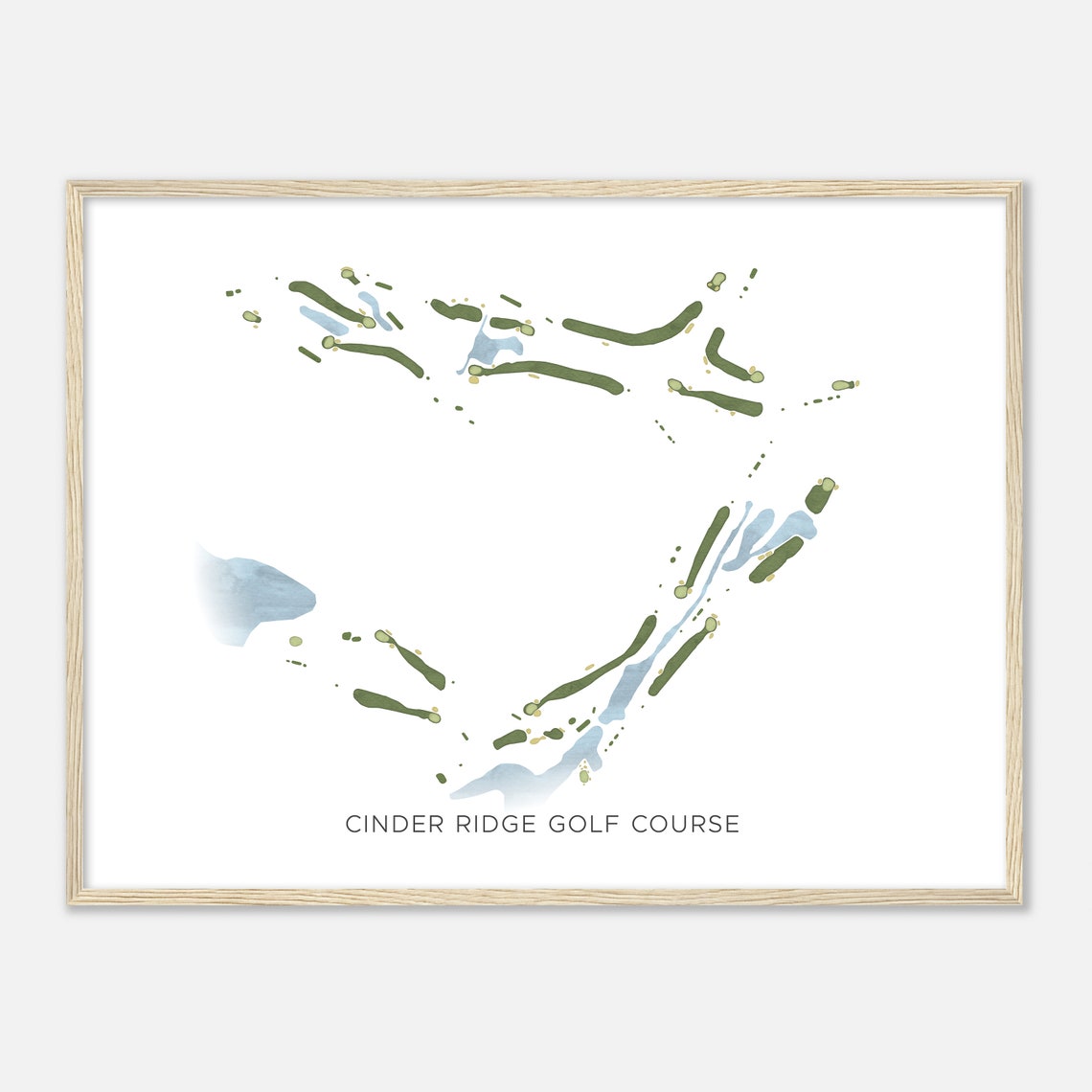 Cinder Ridge Golf Course Modern Watercolor Course Map Wall Art