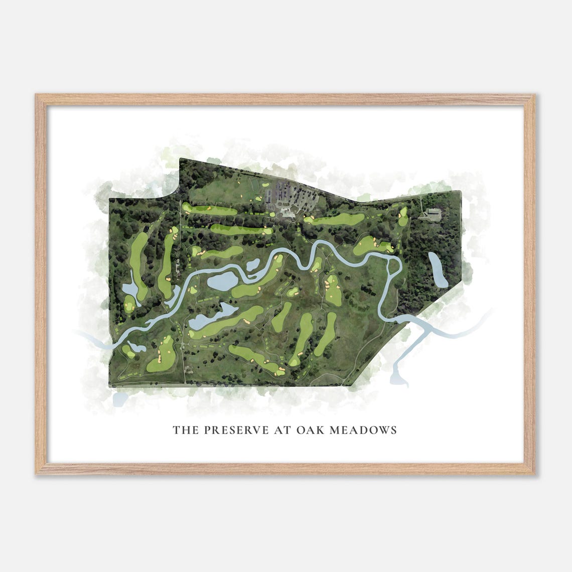 The Preserve at Oak Meadows Classic Watercolor Course Map Poster