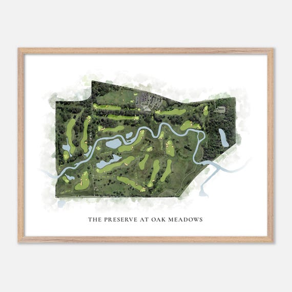 The Preserve At Oak Meadows In Wood Dale Illinois Classic Watercolor Map Golfer Gift Golf Wall Art Golf Poster Print