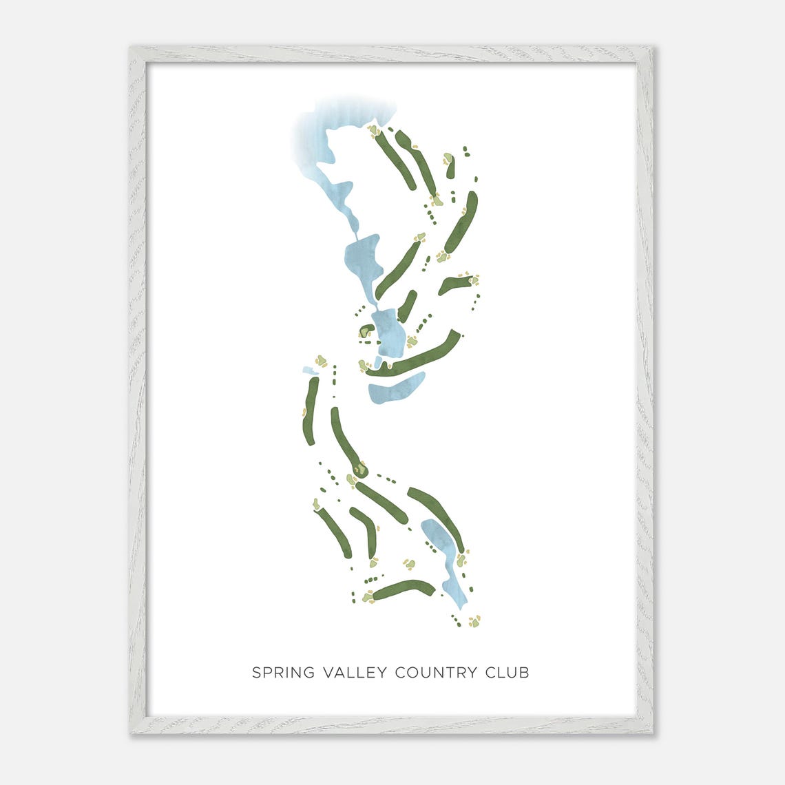 Spring Valley Country Club Golf Course Watercolor Map Art Poster - Image 2