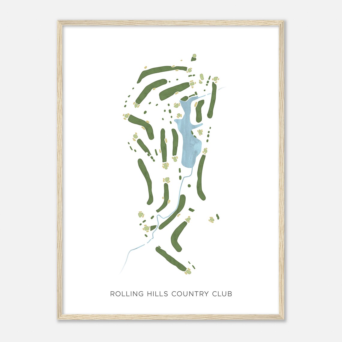 Rolling Hills Country Club North Carolina Modern Watercolor Map Golf Poster - Image 2
