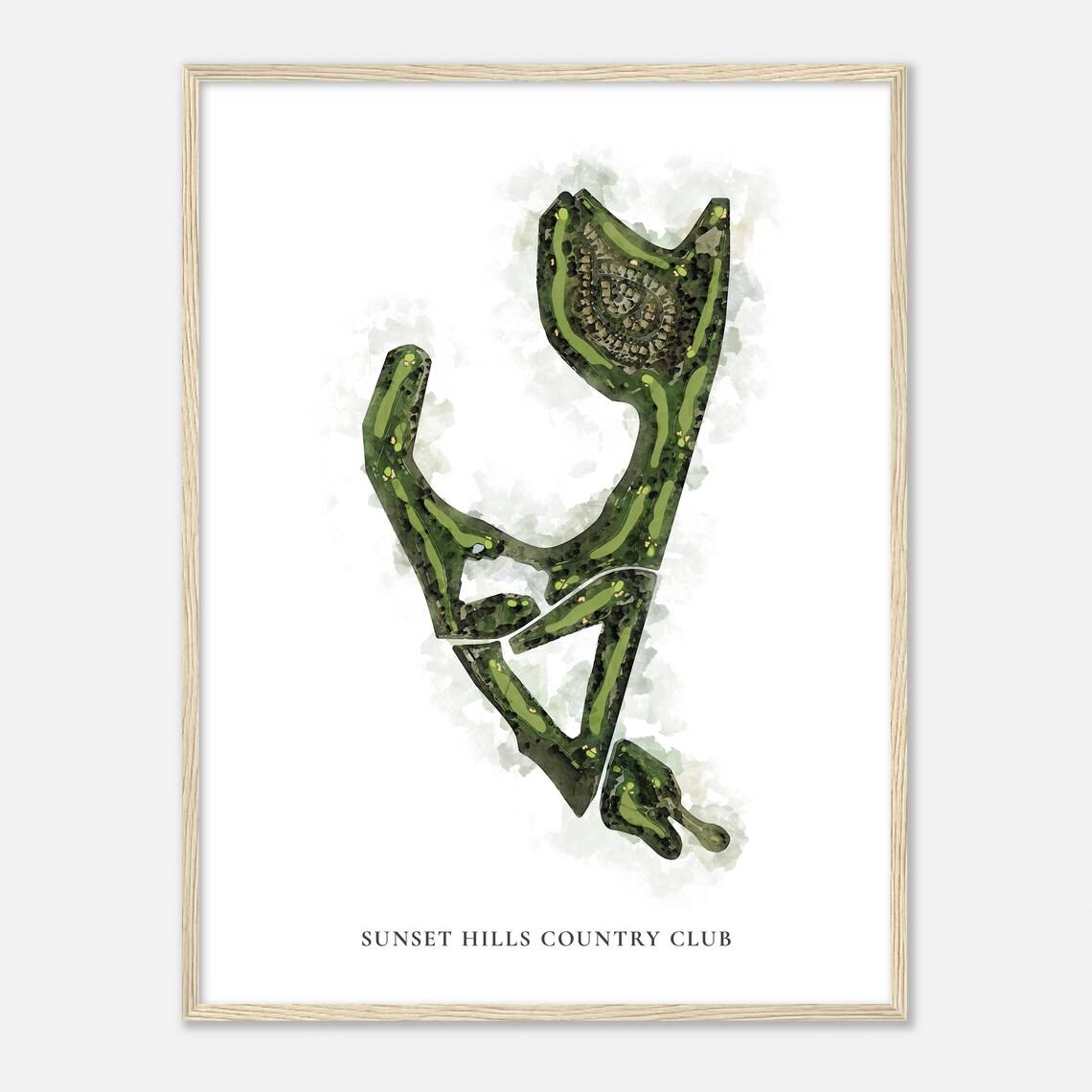Sunset Hills Country Club Watercolor Aerial Map Golfer Gift Poster