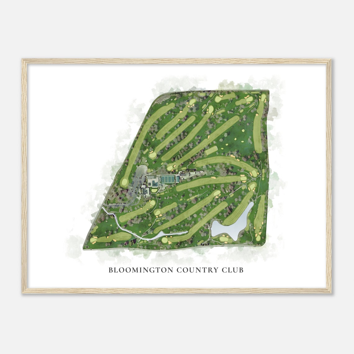 Bloomington Country Club Classic Watercolor Aerial Golf Map Poster - Image 2