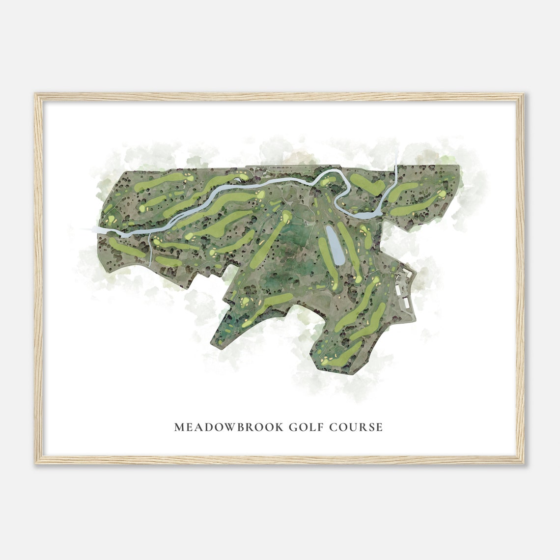 Meadowbrook Golf Course Poster Watercolor Aerial Map Golfer Gift