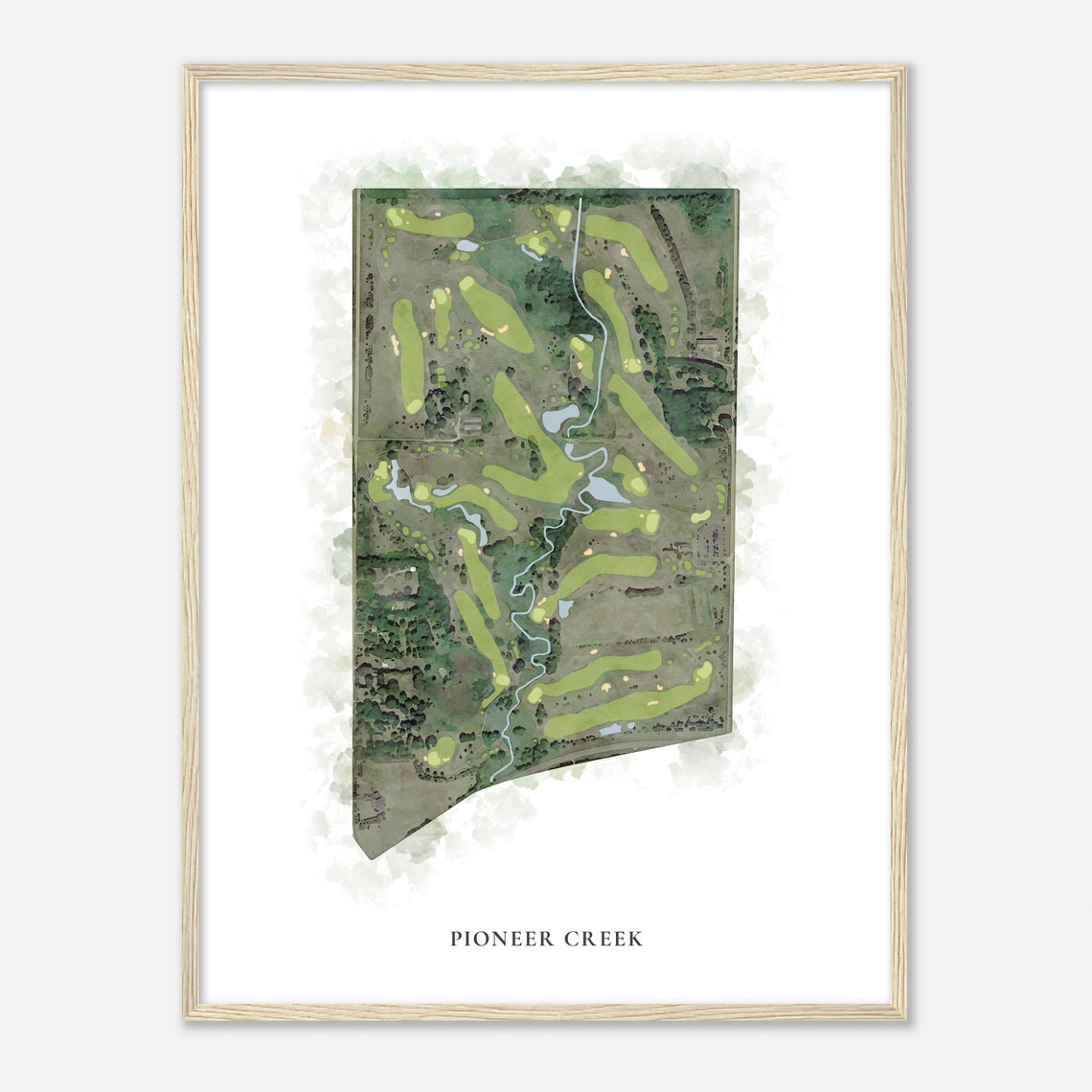 Pioneer Creek Minnesota Classic Watercolor Golf Course Layout Poster - Image 2