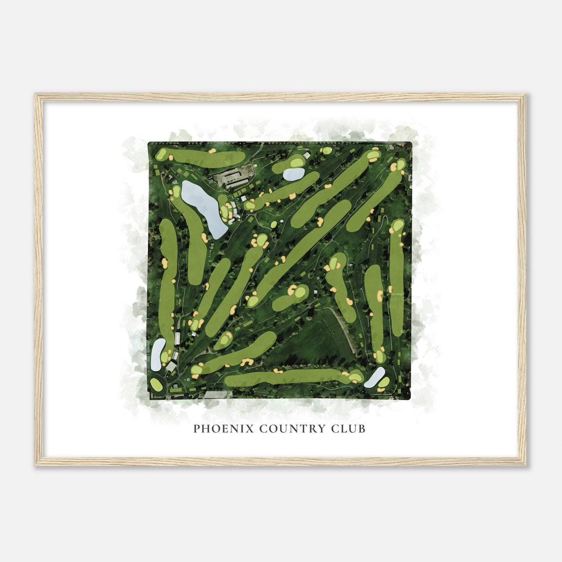 Phoenix Country Club Classic Watercolor Golf Course Map Gift Poster