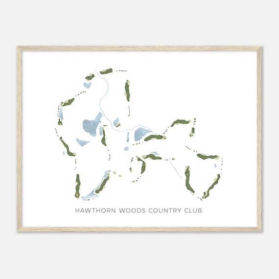 Hawthorn Woods Country Club Illinois Modern Watercolor Map Golfer Gift Golf Wall Art Golf Poster Print Course Layout