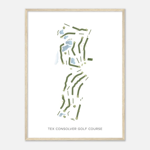 Tex Consolver Golf Course Kansas Modern Watercolor Map Golfer Gift Golf Wall Art Golf Poster Print Course Layout