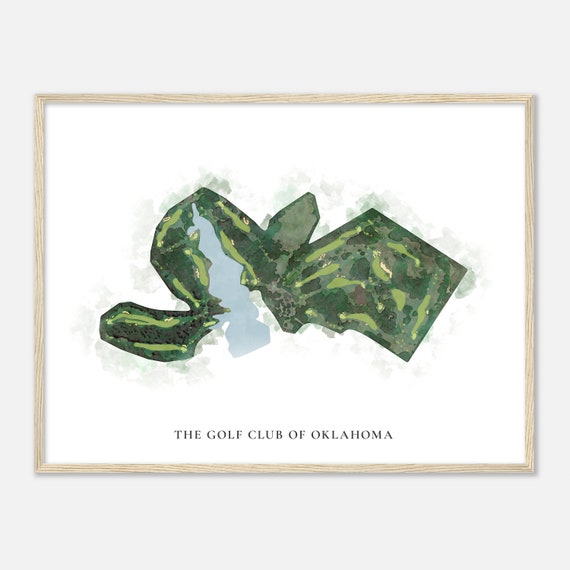 The Golf Club Of Oklahoma Oklahoma Classic Watercolor Map Golfer Gift Golf Wall Art Golf Poster Print Course Layout