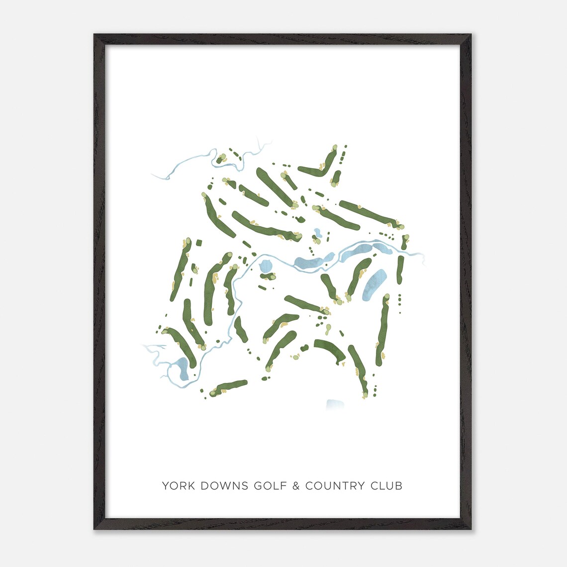 York Downs Golf & Country Club Modern Minimalist Watercolor Golf Map Poster - Image 2