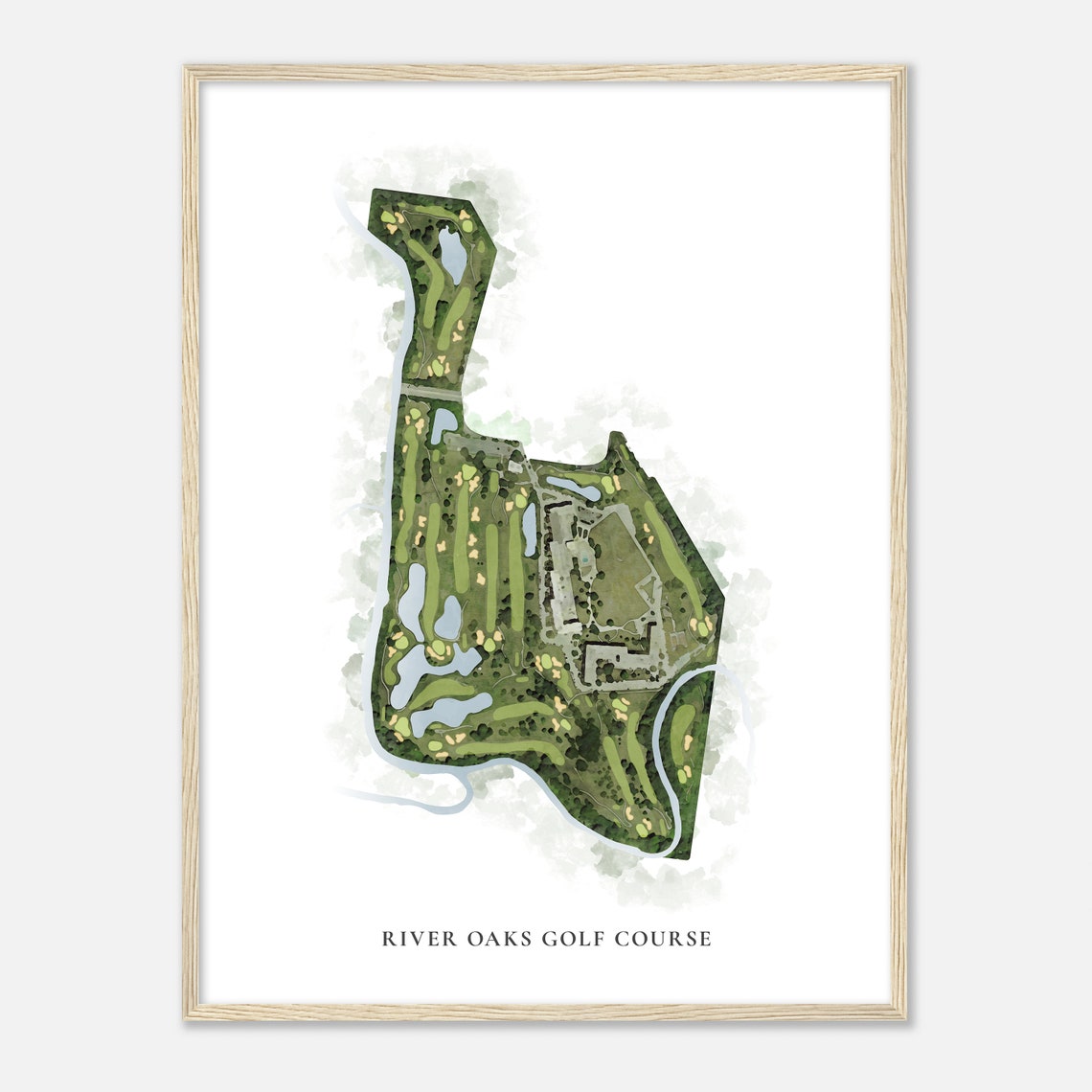 River Oaks Golf Course Illinois Classic Watercolor Map Golfer Gift Golf Wall Art Golf Poster Print Course Layout - Image 2