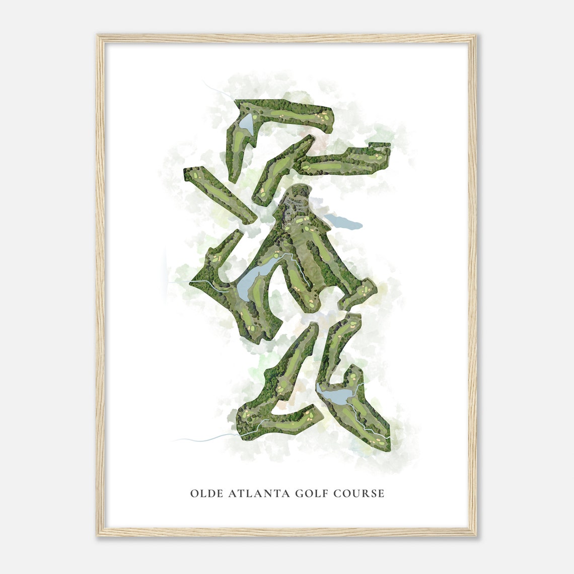 Olde Atlanta Golf Course Georgia Classic Watercolor Map Poster - Image 2