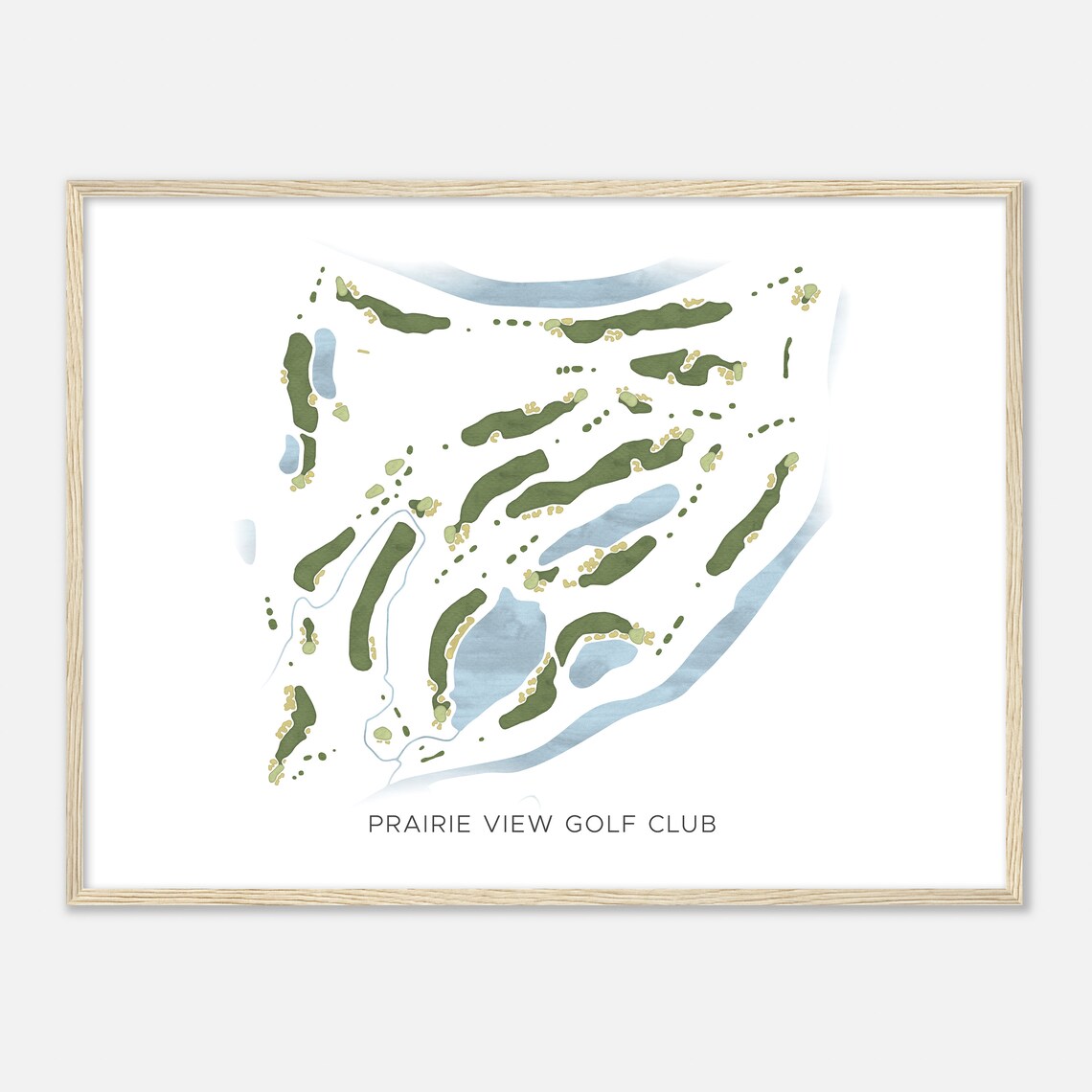 Prairie View Golf Club Minimalist Watercolor Fairway Map Poster