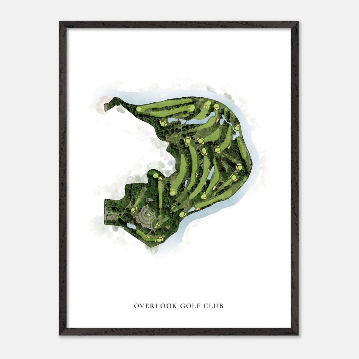 Overlook Golf Club Classic Watercolor River Course Map Poster - Image 3