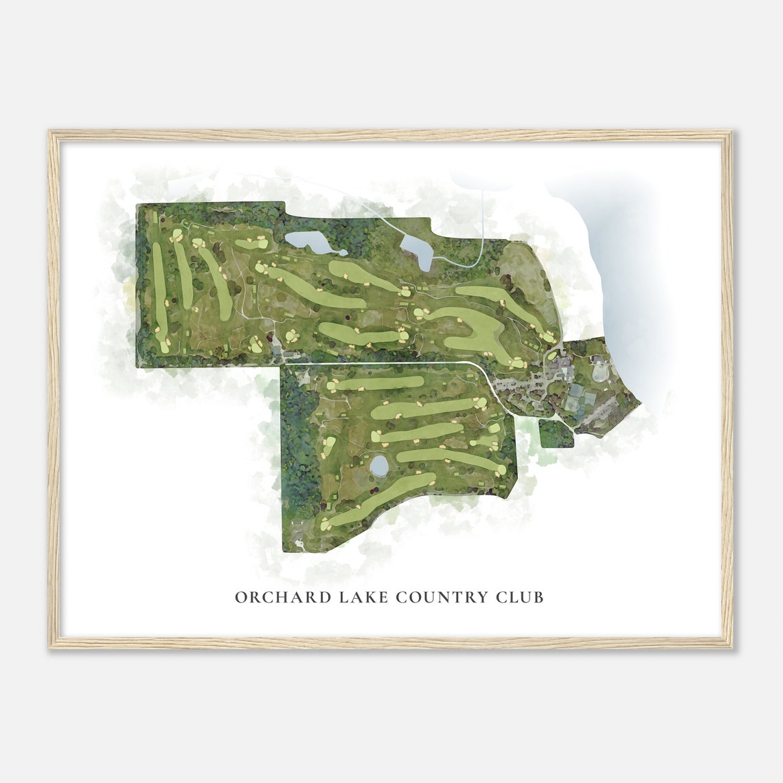 Orchard Lake Country Club Michigan Watercolor Golf Course Map Poster - Image 2