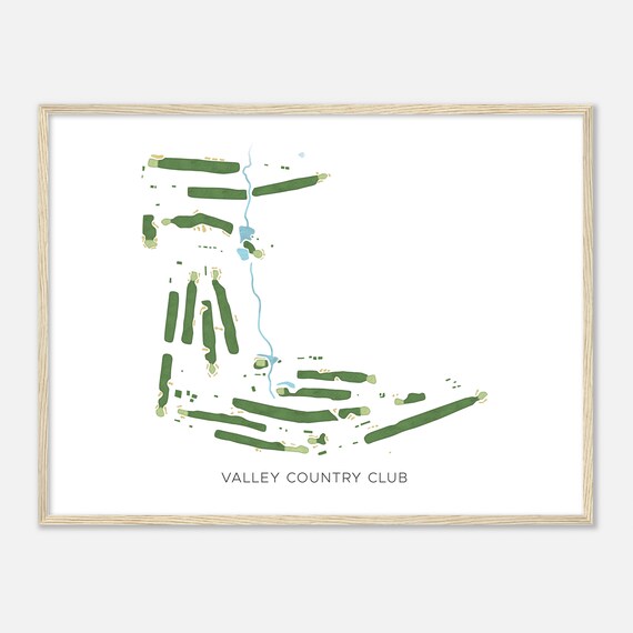 Valley Country Club Pennsylvania Modern Watercolor Map Golfer Gift Golf Wall Art Golf Poster Print Course Layout