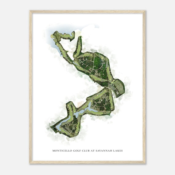 Monticello Golf Club At Savannah Lakes South Carolina Classic Watercolor Map Golfer Gift Golf Wall Art Golf Poster Print