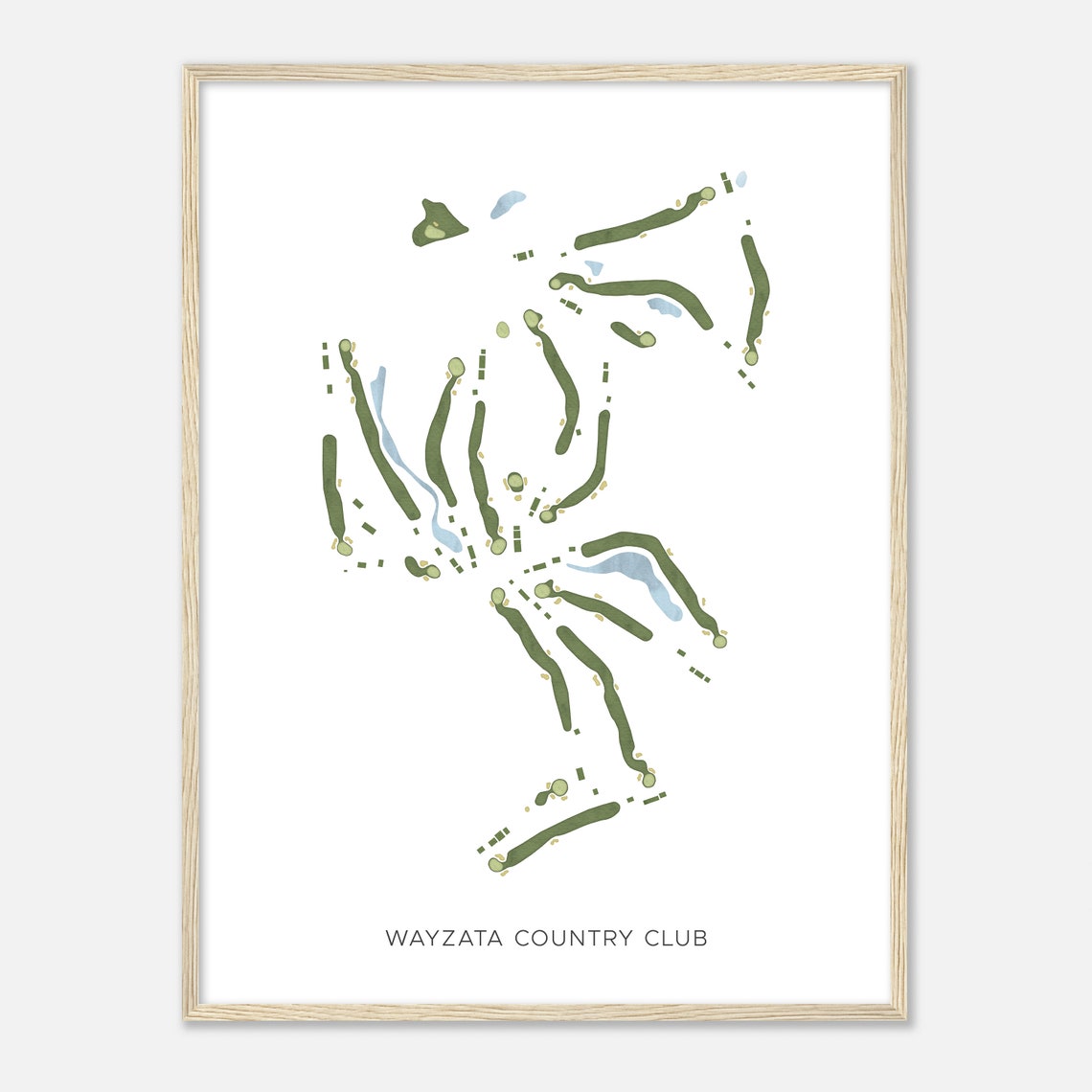 Wayzata Country Club Minnesota Modern Watercolor Map Golfer Gift Golf Wall Art Golf Poster Print Course Layout