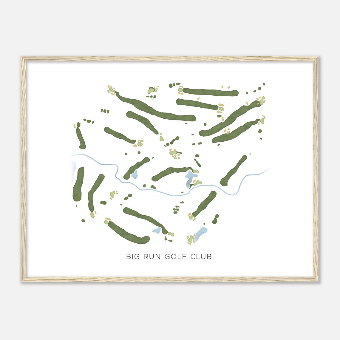 Big Run Golf Club Illinois Modern Watercolor Course Map Poster - Image 2