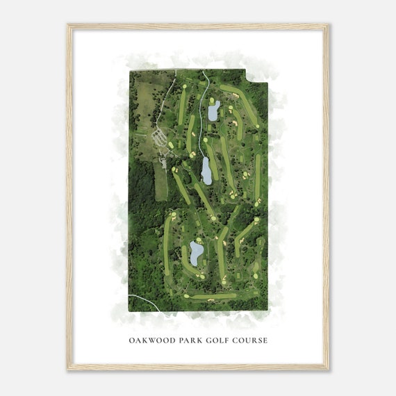 Oakwood Park Golf Course Wisconsin Classic Watercolor Map Golfer Gift Golf Wall Art Golf Poster Print Course Layout