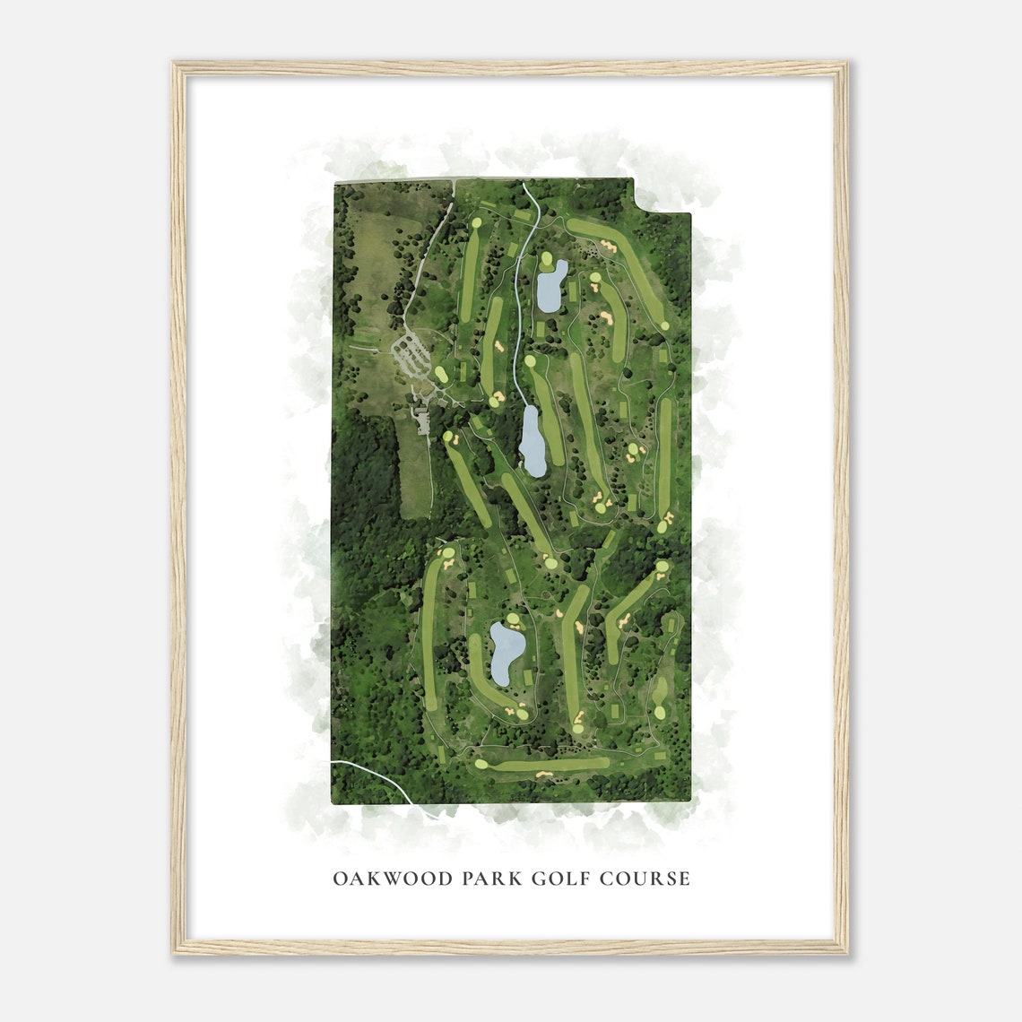 Oakwood Park Golf Course Wisconsin Classic Aerial Map Poster