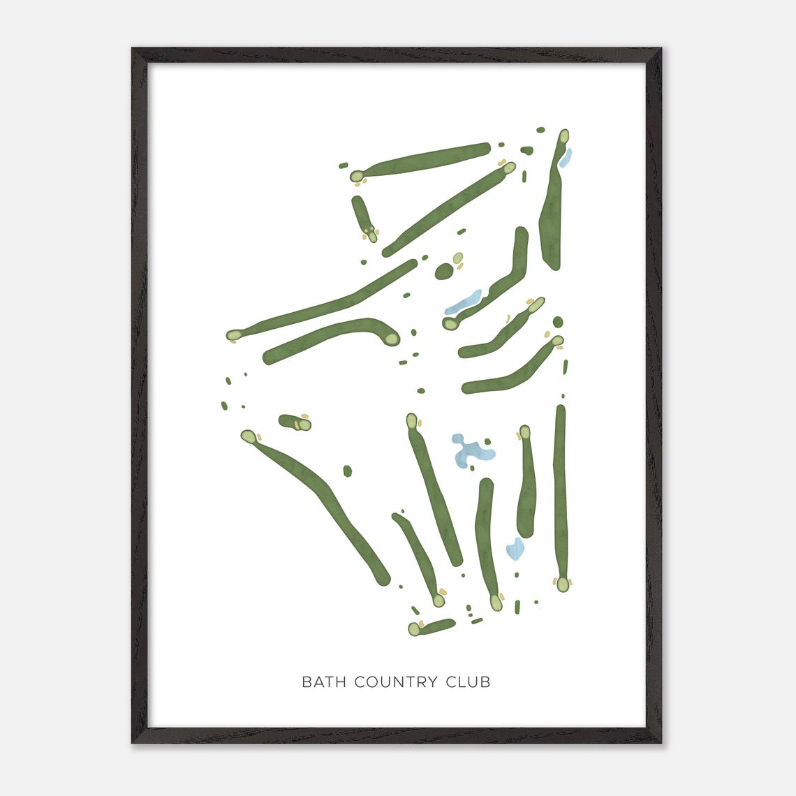 Bath Country Club New York Modern Watercolor Course Map Poster - Image 3