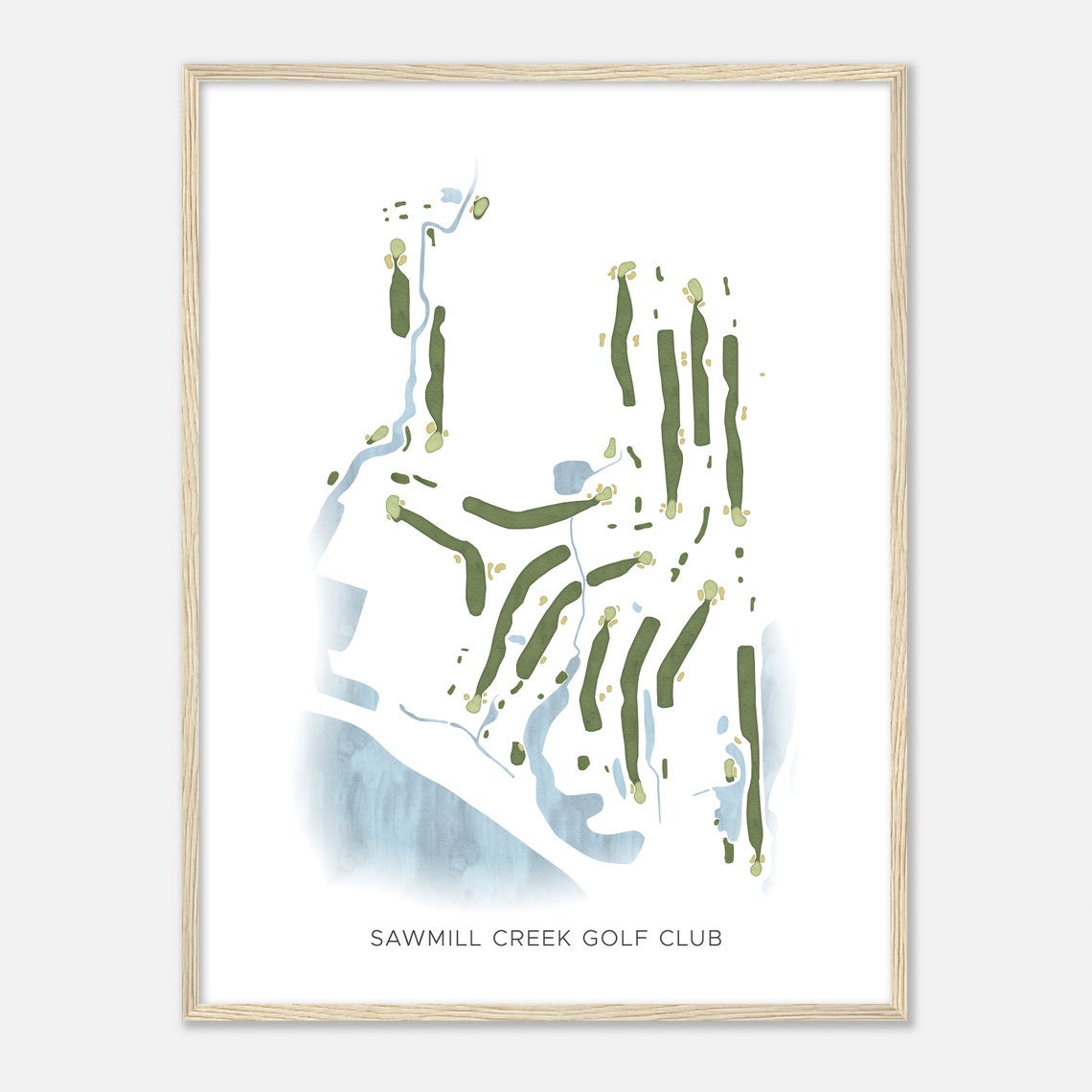 Sawmill Creek Golf Club Minimal Watercolor Course Map Golfer Poster