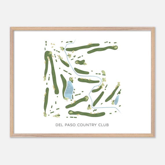 Del Paso Country Club In Sacramento California Modern Watercolor Map Golfer Gift Golf Wall Art Golf Poster Print Course Layout