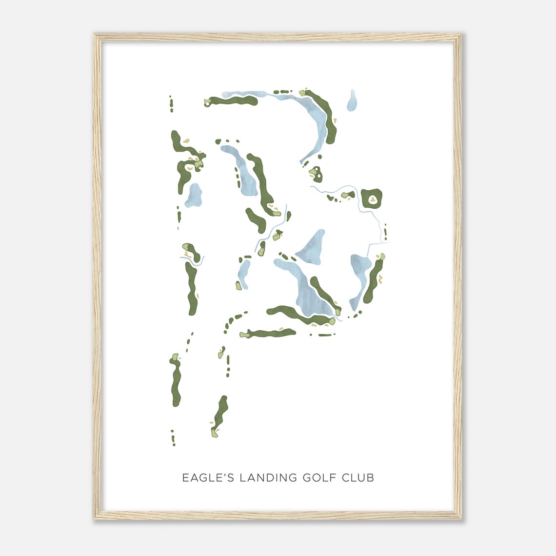 Eagles Landing Golf Club Elegant Minimalist Watercolor Map Poster