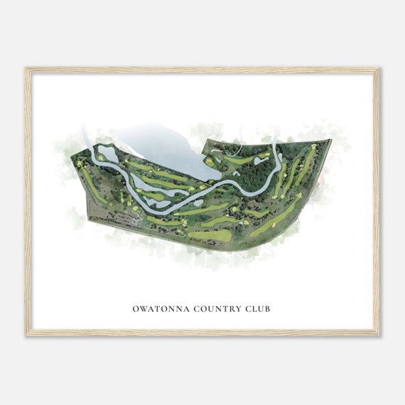 Owatonna Country Club Minnesota Classic Watercolor Map Golfer Gift Golf Wall Art Golf Poster Print Course Layout