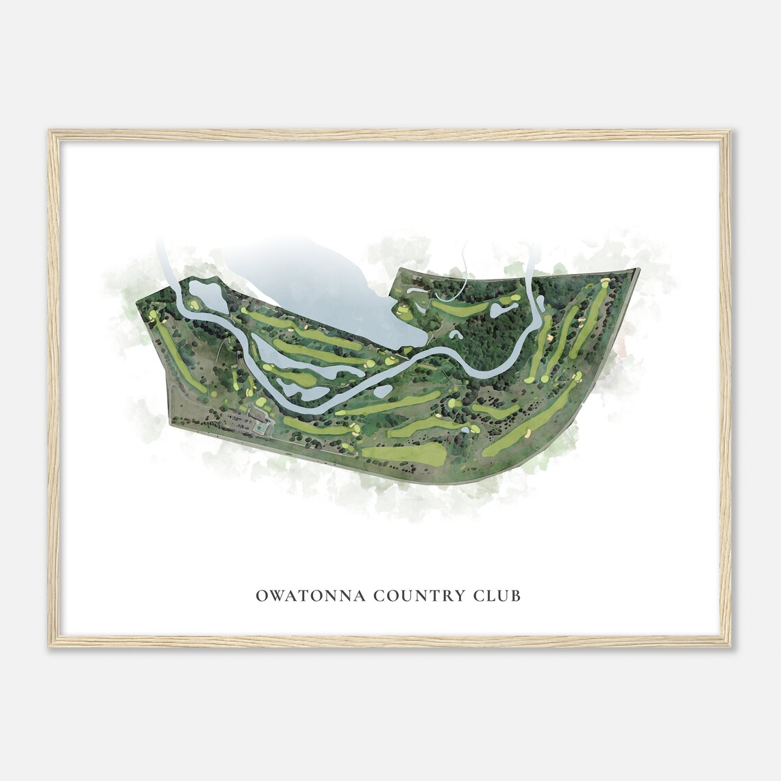Owatonna Country Club Classic Watercolor Golf Map Art Poster
