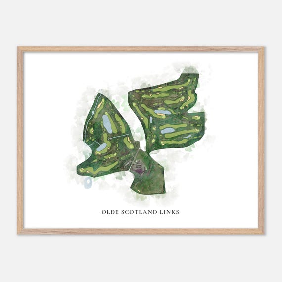 Olde Scotland Links In Bridgewater Massachusetts Classic Watercolor Map Golfer Gift Golf Wall Art Golf Poster Print Course Layout