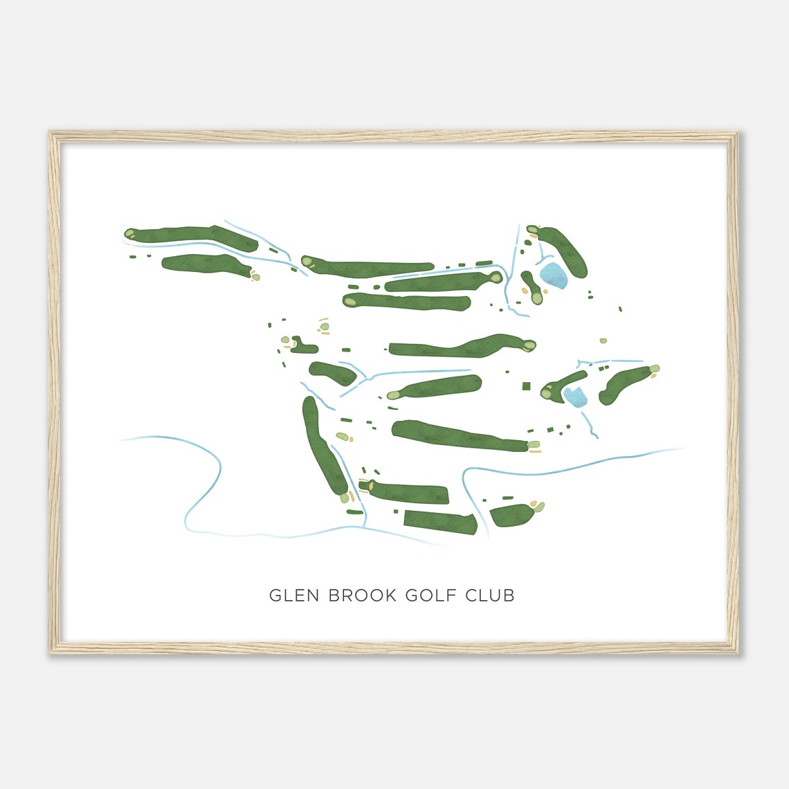 Glen Brook Golf Club Modern Fairway Watercolor Course Map Poster