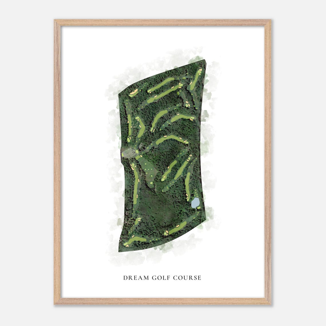 Dream Golf Course Watercolor Aerial Woodland Layout Map Poster - Image 6