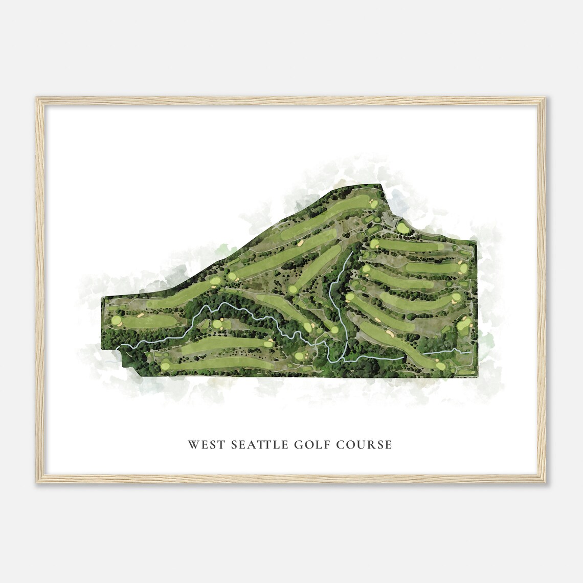 West Seattle Golf Course Washington Classic Watercolor Map Golfer Gift Golf Wall Art Golf Poster Print Course Layout